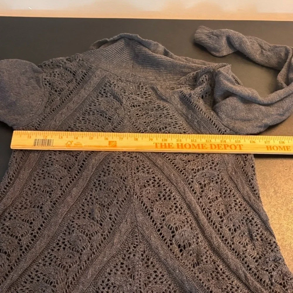 Cynthia‎ Rowley Womens Grey Cotton Open Knit Crochet open Cardigan sz Small Boho